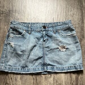 American Eagle Outfitters Distressed Blue Mini Skirt